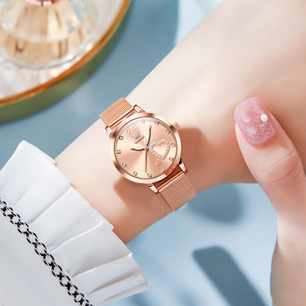 OLEVS 5189 Watch for Women Mesh Strap Fashion Rose Gold Dress Watches - Image 37