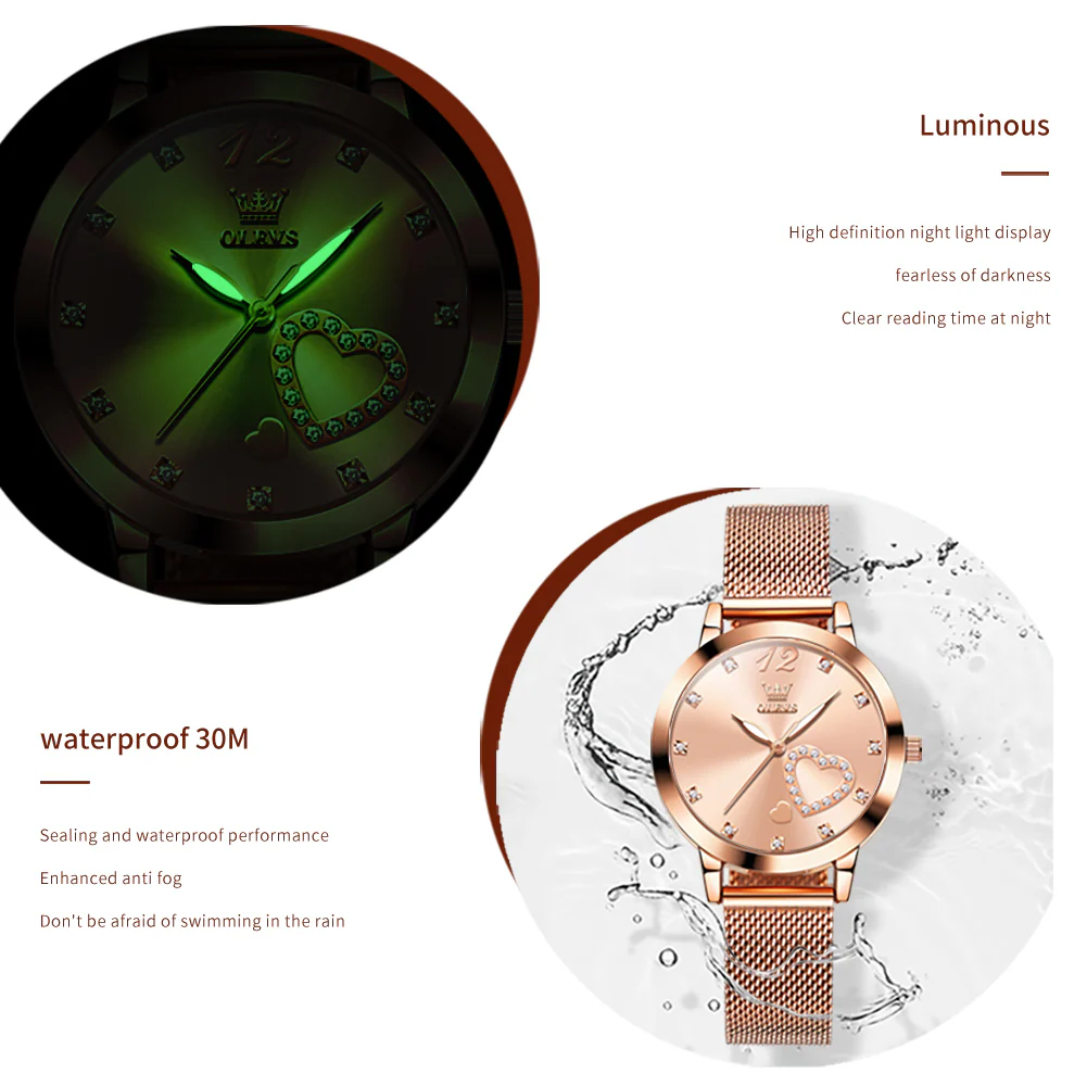 OLEVS 5189 Watch for Women Mesh Strap Fashion Rose Gold Dress Watches - Image 41
