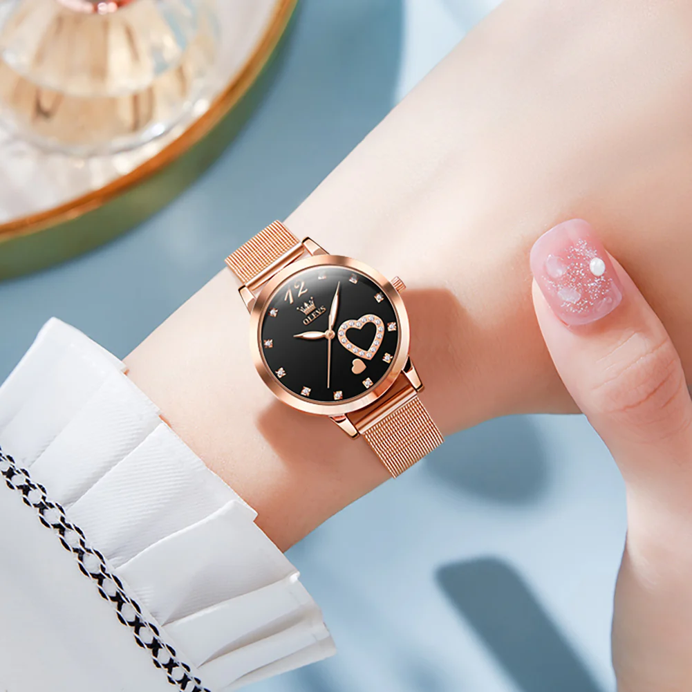 OLEVS 5189 Watch for Women Mesh Strap Fashion Rose Gold Dress Watches - Image 9