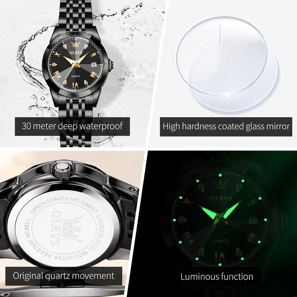 OLEVS 9931 Watch for Women Quartz Diamond Fashion Elegant Dress Ladies Watch Stainless Steel Two Tone Day Date Wrist Watches - Image 17