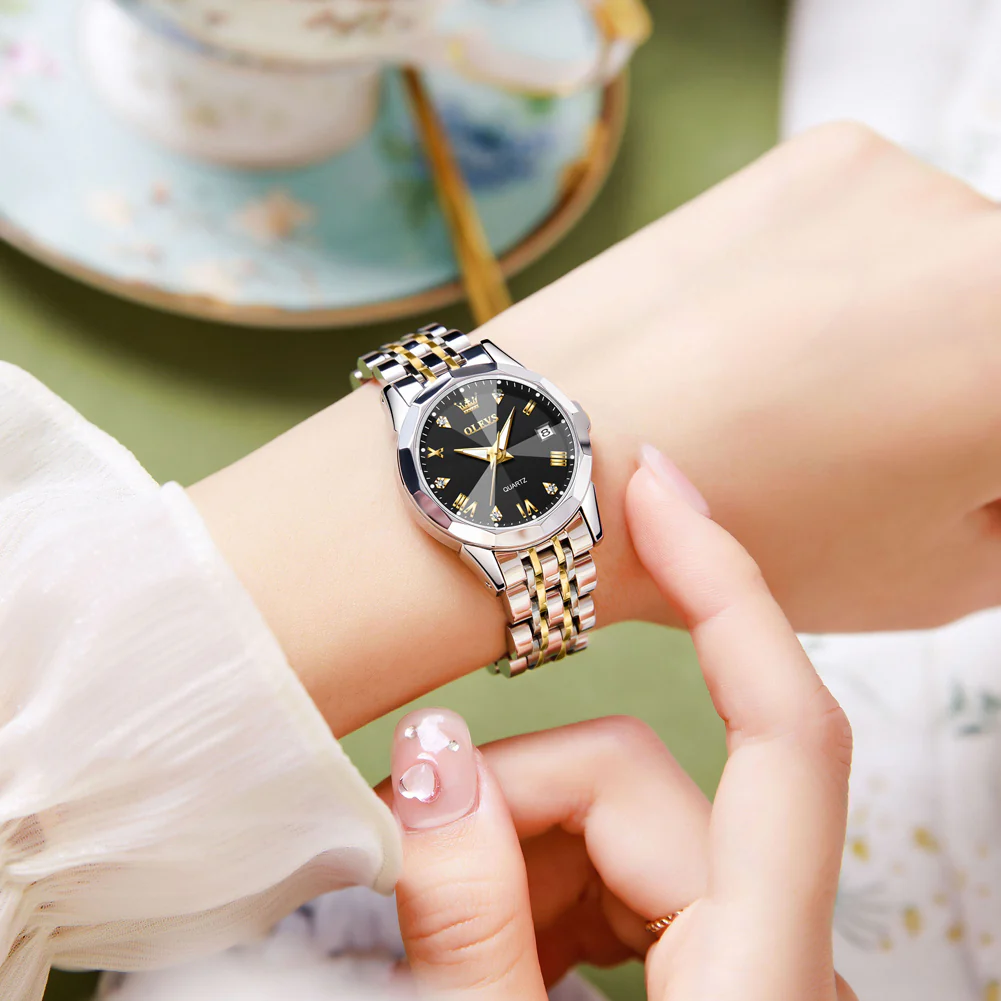 OLEVS 9931 Watch for Women Quartz Diamond Fashion Elegant Dress Ladies Watch Stainless Steel Two Tone Day Date Wrist Watches - Image 20