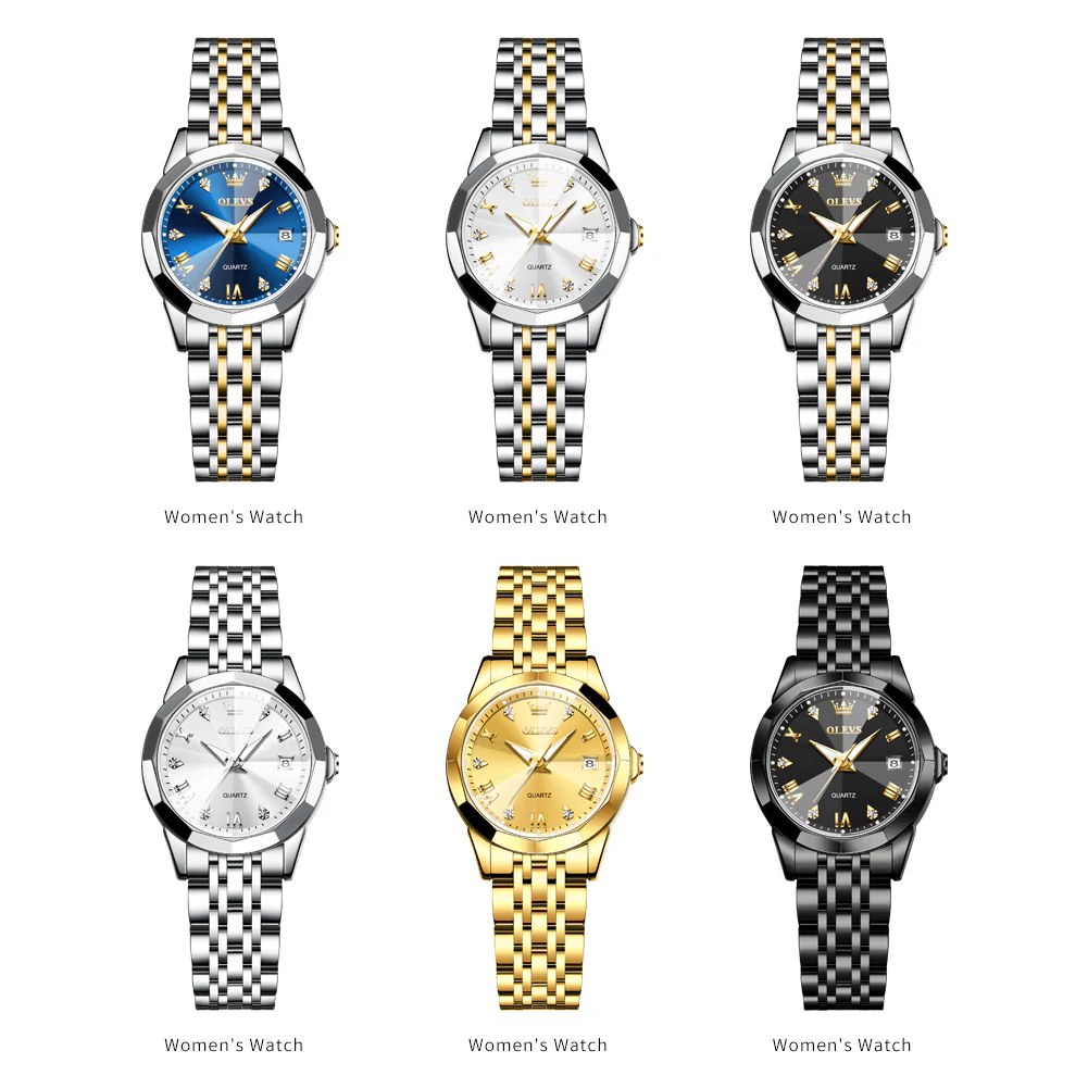 OLEVS 9931 Watch for Women Quartz Diamond Fashion Elegant Dress Ladies Watch Stainless Steel Two Tone Day Date Wrist Watches - Image 24