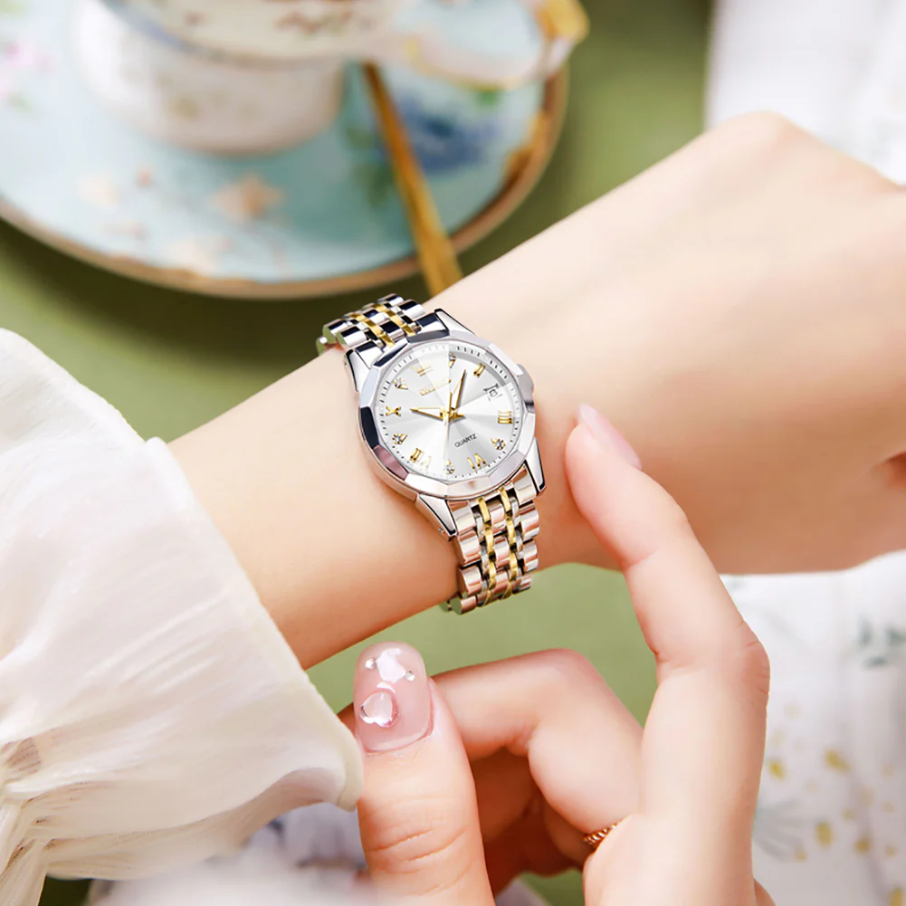 OLEVS 9931 Watch for Women Quartz Diamond Fashion Elegant Dress Ladies Watch Stainless Steel Two Tone Day Date Wrist Watches - Image 26