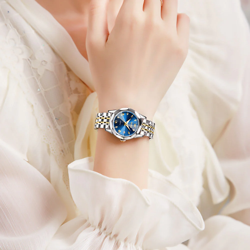 OLEVS 9931 Watch for Women Quartz Diamond Fashion Elegant Dress Ladies Watch Stainless Steel Two Tone Day Date Wrist Watches - Image 3