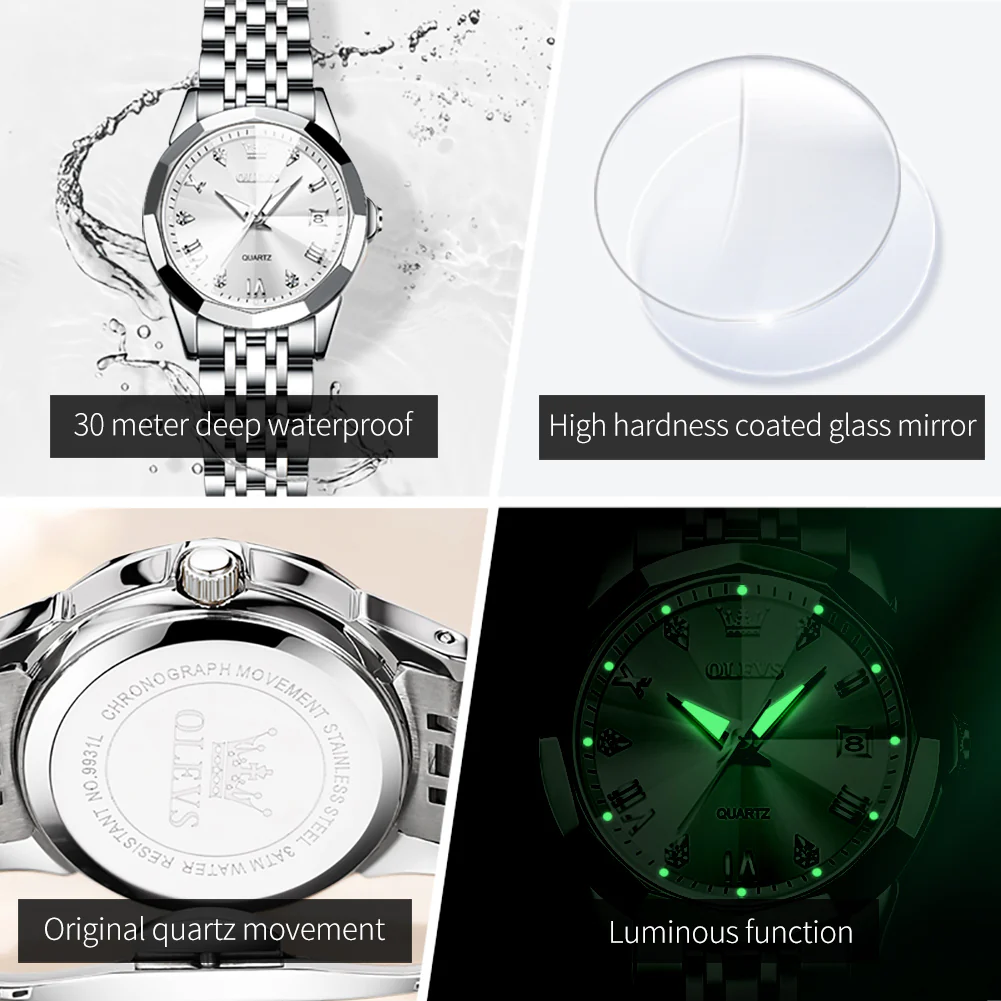 OLEVS 9931 Watch for Women Quartz Diamond Fashion Elegant Dress Ladies Watch Stainless Steel Two Tone Day Date Wrist Watches - Image 35