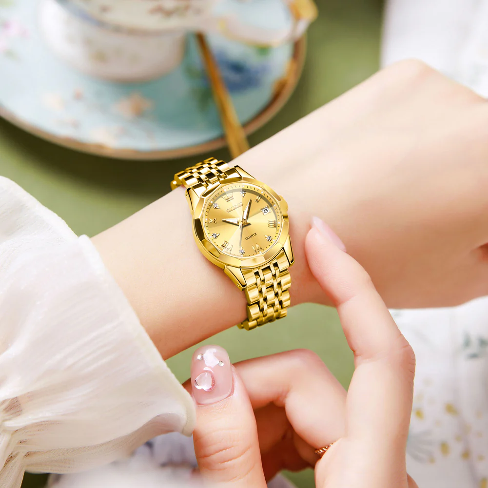 OLEVS 9931 Watch for Women Quartz Diamond Fashion Elegant Dress Ladies Watch Stainless Steel Two Tone Day Date Wrist Watches - Image 8