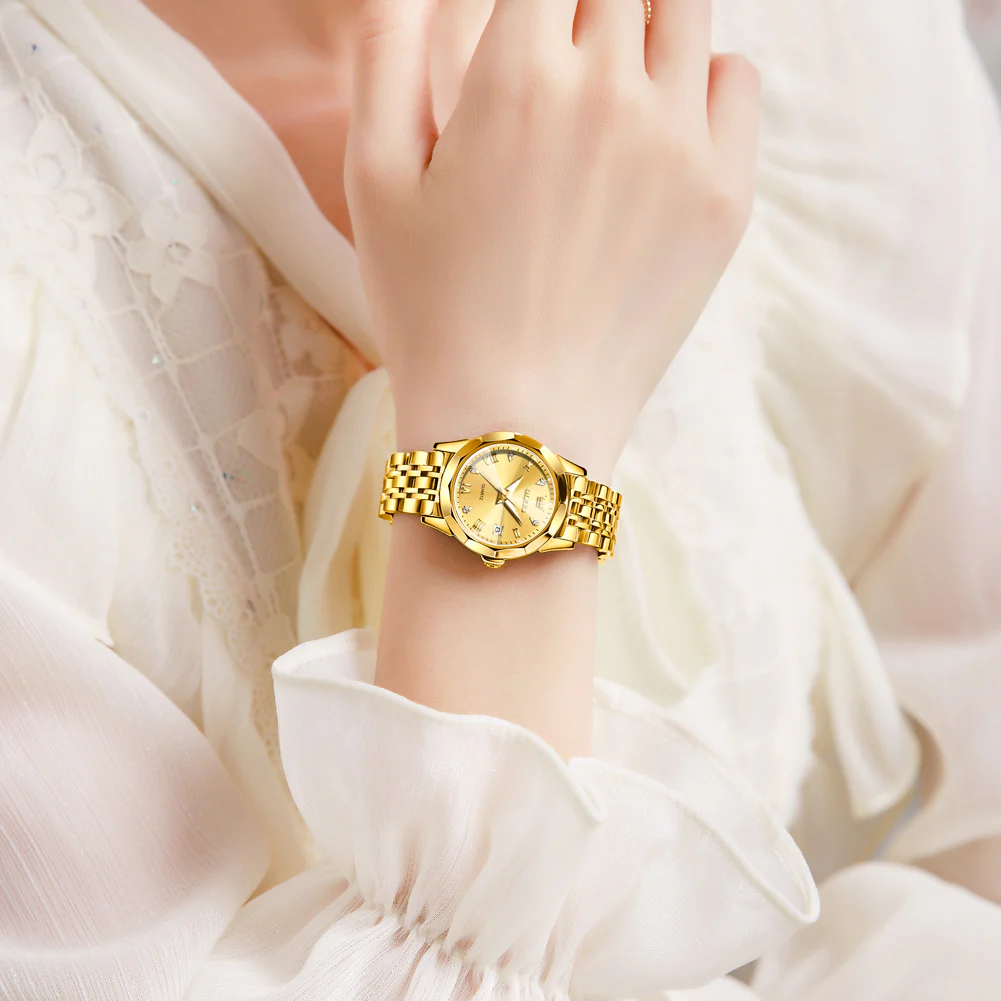 OLEVS 9931 Watch for Women Quartz Diamond Fashion Elegant Dress Ladies Watch Stainless Steel Two Tone Day Date Wrist Watches - Image 9
