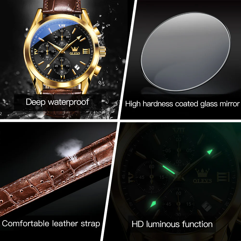 OLEVS 2872 Men's Chronograph Quartz Watches Waterproof Stainless Steel Wrist Watch - Image 11