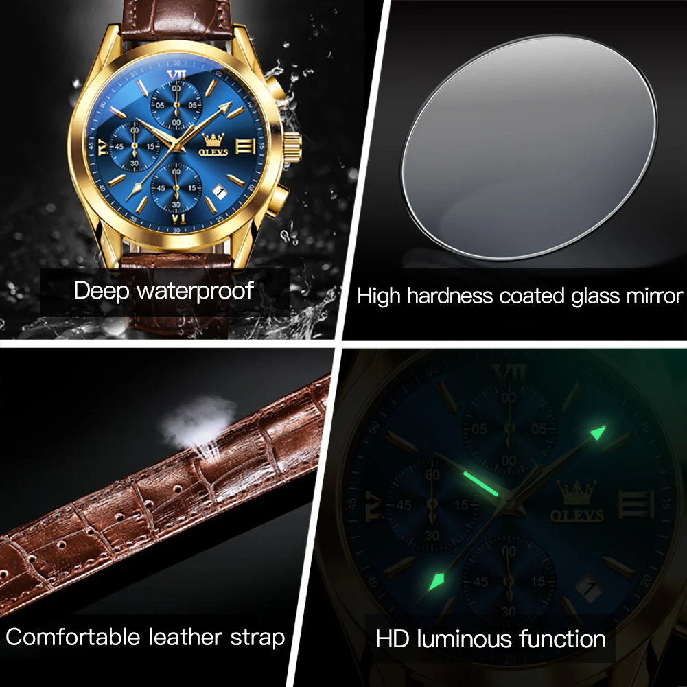 OLEVS 2872 Men's Chronograph Quartz Watches Waterproof Stainless Steel Wrist Watch - Image 17