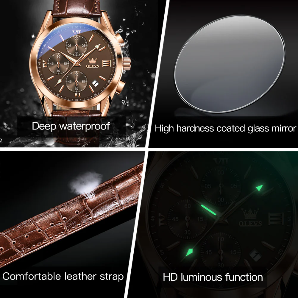 OLEVS 2872 Men's Chronograph Quartz Watches Waterproof Stainless Steel Wrist Watch - Image 23
