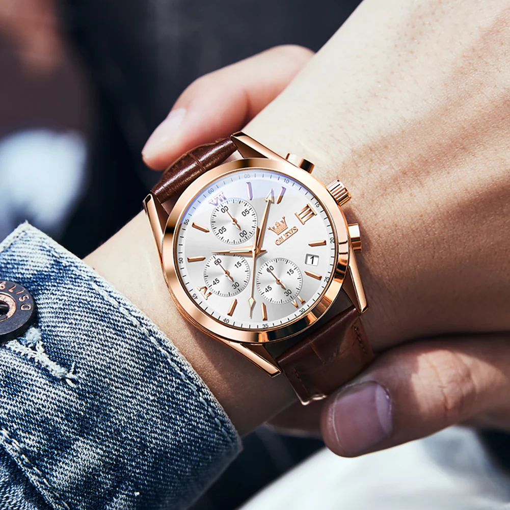 OLEVS 2872 Men's Chronograph Quartz Watches Waterproof Stainless Steel Wrist Watch - Image 26