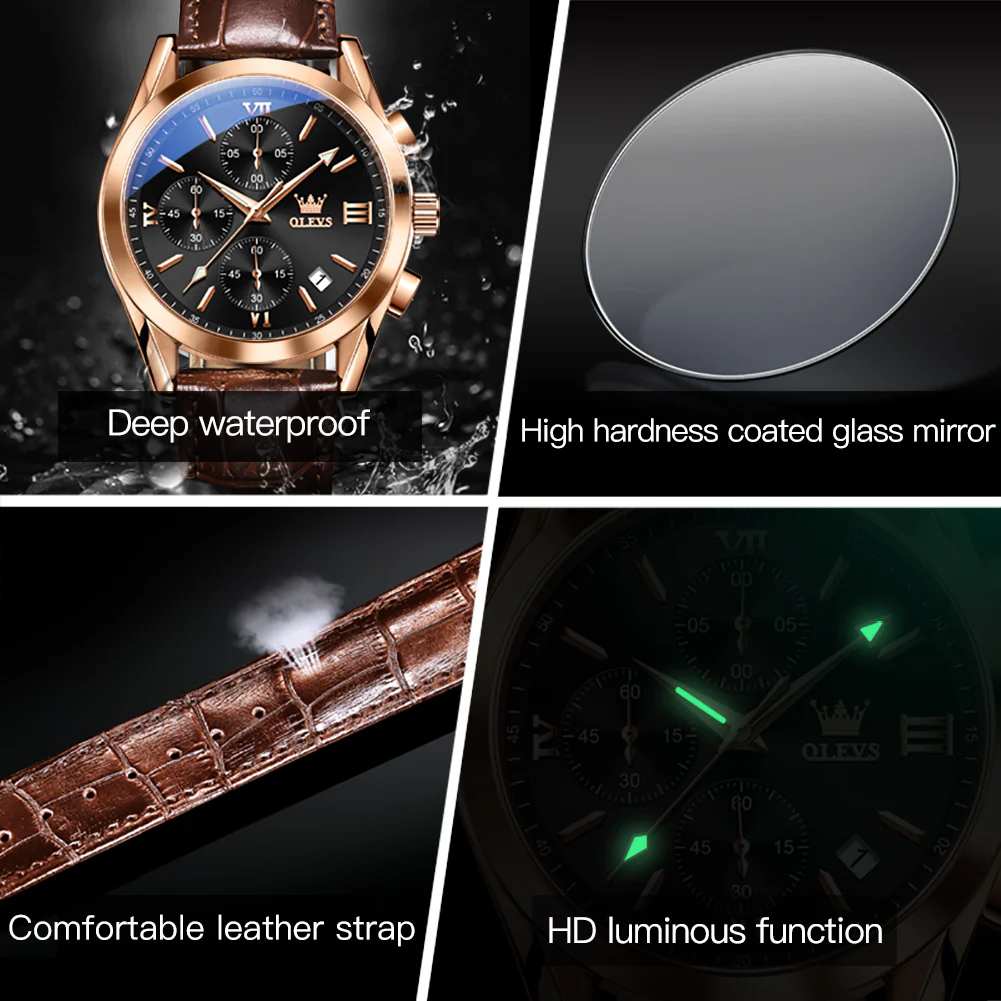 OLEVS 2872 Men's Chronograph Quartz Watches Waterproof Stainless Steel Wrist Watch - Image 35