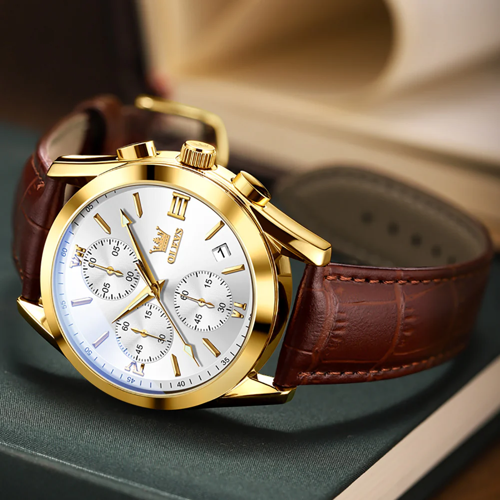 OLEVS 2872 Men's Chronograph Quartz Watches Waterproof Stainless Steel Wrist Watch - Image 4