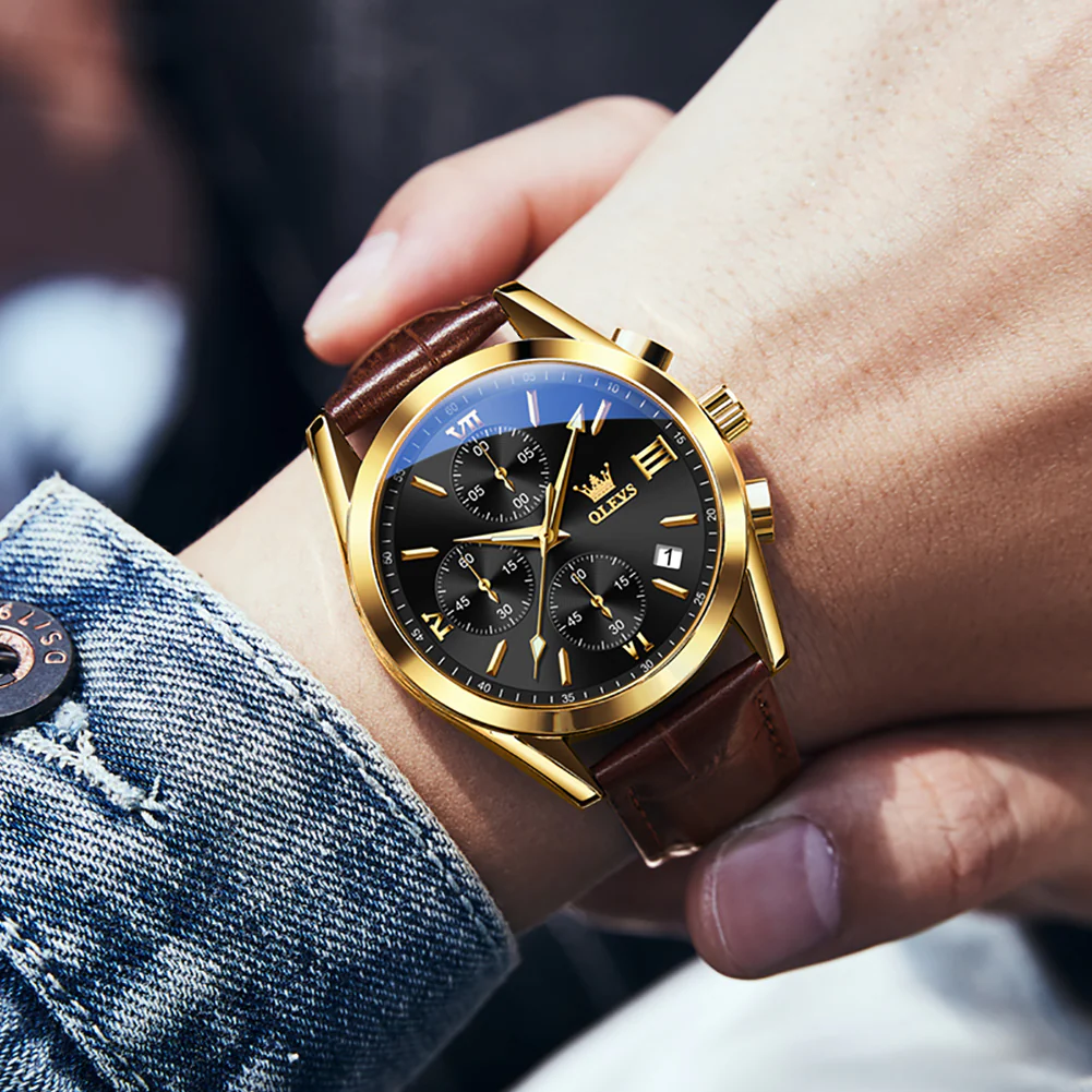 OLEVS 2872 Men's Chronograph Quartz Watches Waterproof Stainless Steel Wrist Watch - Image 8