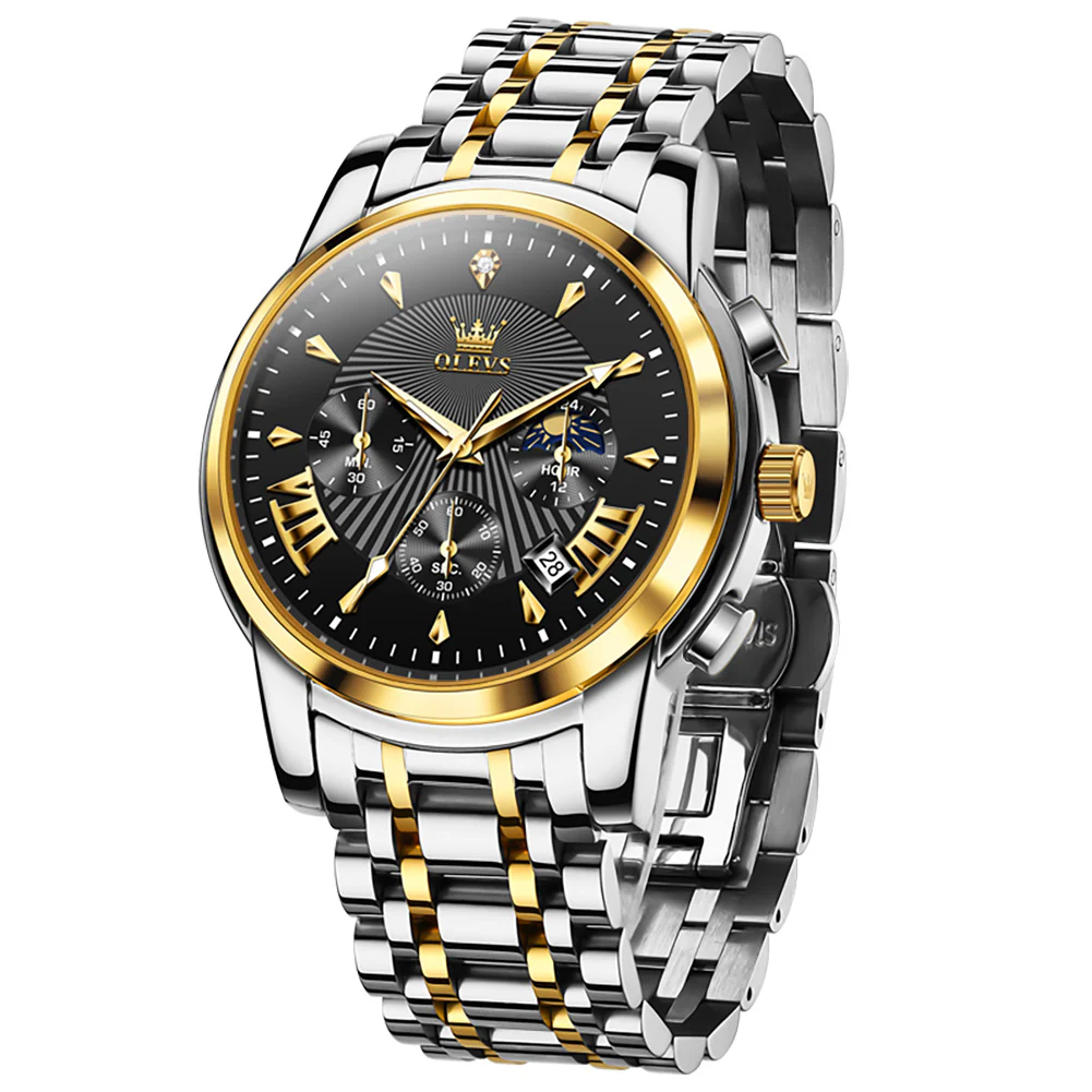 OLEVS 2892 Men's Chronograph Quartz Watches Moon phase Texture Waterproof Stainless Steel Wrist Watch - Image 25