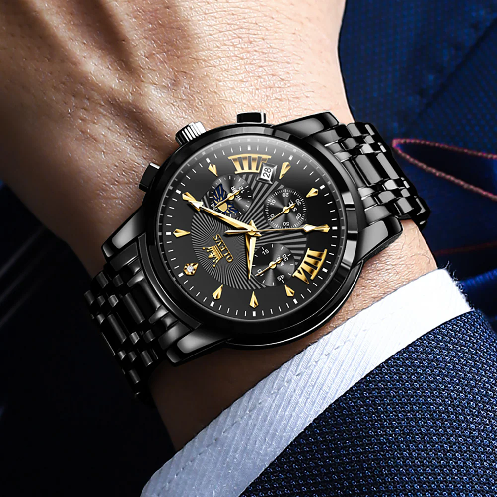 OLEVS 2892 Men's Chronograph Quartz Watches Moon phase Texture Waterproof Stainless Steel Wrist Watch - Image 39
