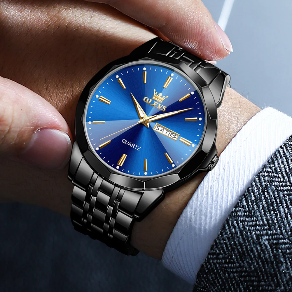 OLEVS 3615 Watches for Men,Dress Analog Quartz Mens Watch,Stainless Steel Waterproof Luminous Wristwatch,Big Face Calendar Elegant Gift for Men - Image 10