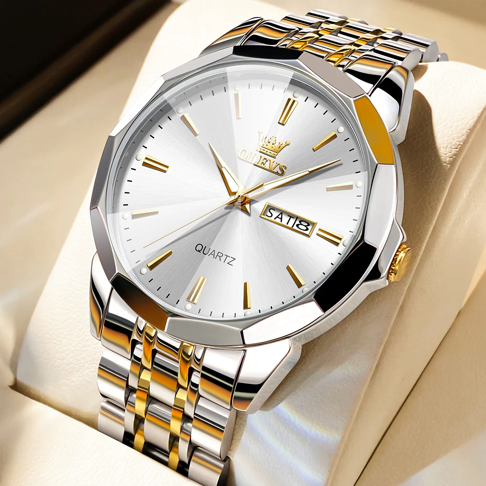 OLEVS 3615 Watches for Men,Dress Analog Quartz Mens Watch,Stainless Steel Waterproof Luminous Wristwatch,Big Face Calendar Elegant Gift for Men - Image 32