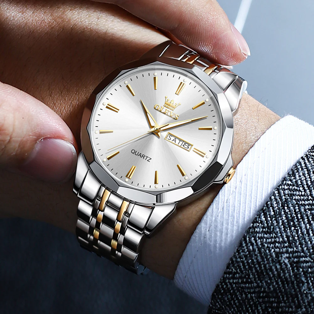 OLEVS 3615 Watches for Men,Dress Analog Quartz Mens Watch,Stainless Steel Waterproof Luminous Wristwatch,Big Face Calendar Elegant Gift for Men - Image 34