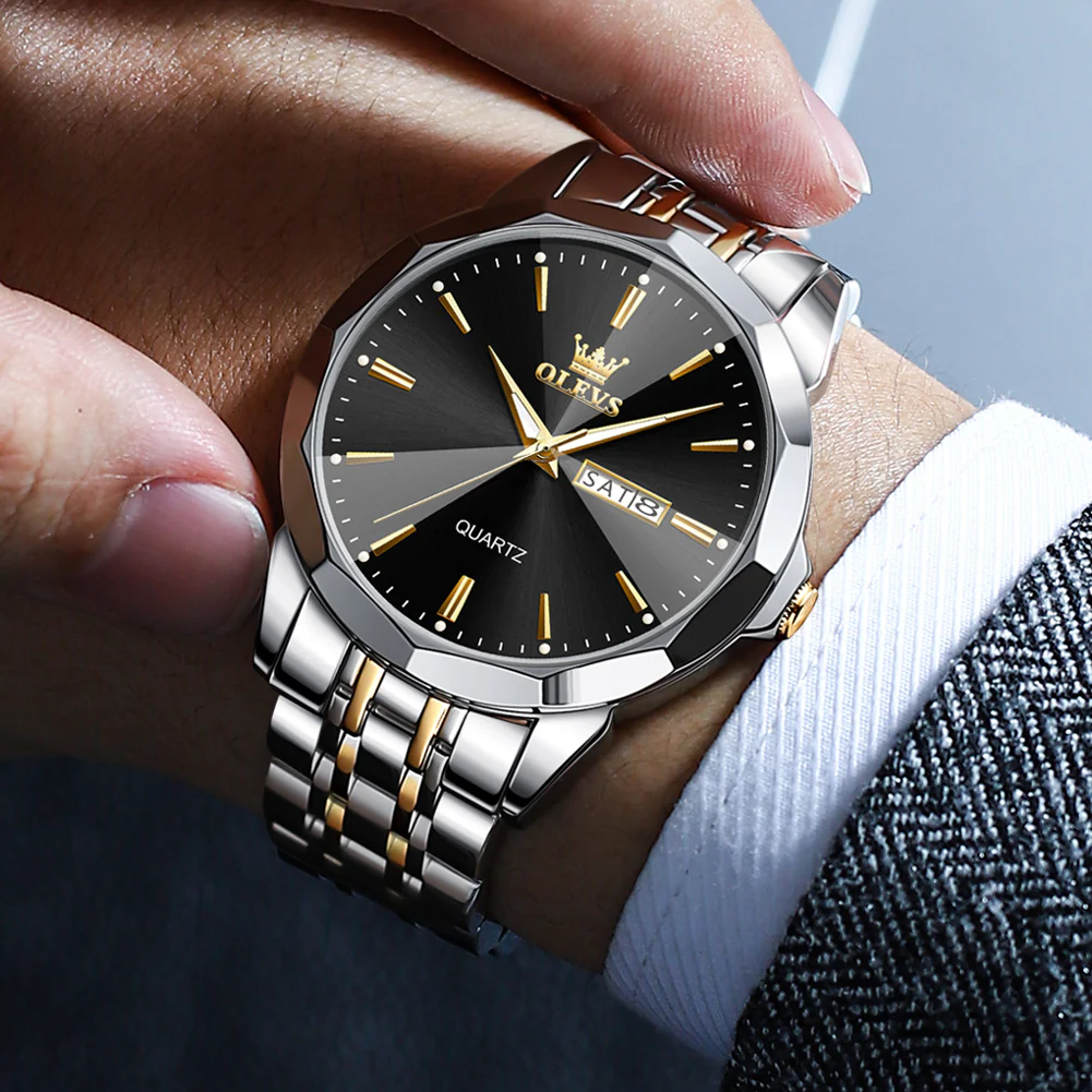 OLEVS 3615 Watches for Men,Dress Analog Quartz Mens Watch,Stainless Steel Waterproof Luminous Wristwatch,Big Face Calendar Elegant Gift for Men - Image 40