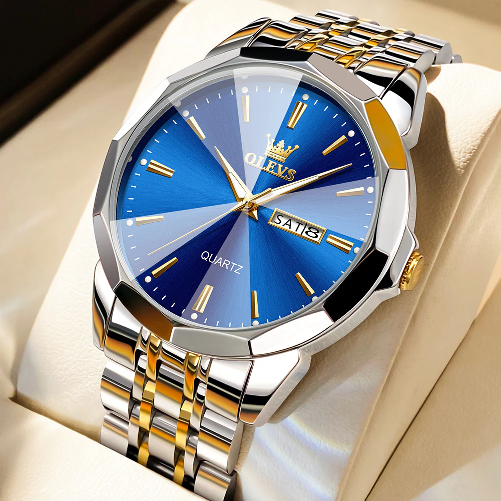 OLEVS 3615 Watches for Men,Dress Analog Quartz Mens Watch,Stainless Steel Waterproof Luminous Wristwatch,Big Face Calendar Elegant Gift for Men - Image 44