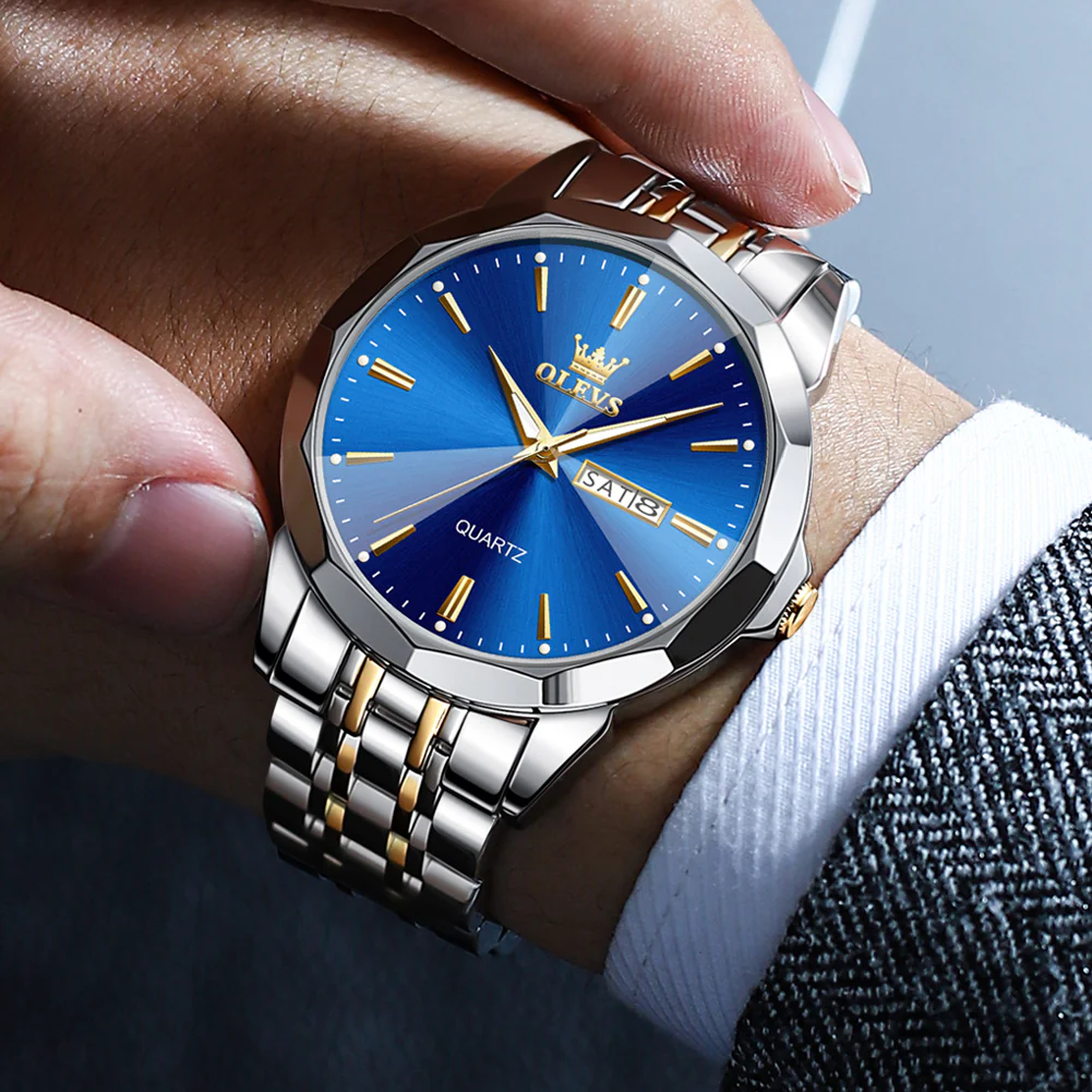 OLEVS 3615 Watches for Men,Dress Analog Quartz Mens Watch,Stainless Steel Waterproof Luminous Wristwatch,Big Face Calendar Elegant Gift for Men - Image 46