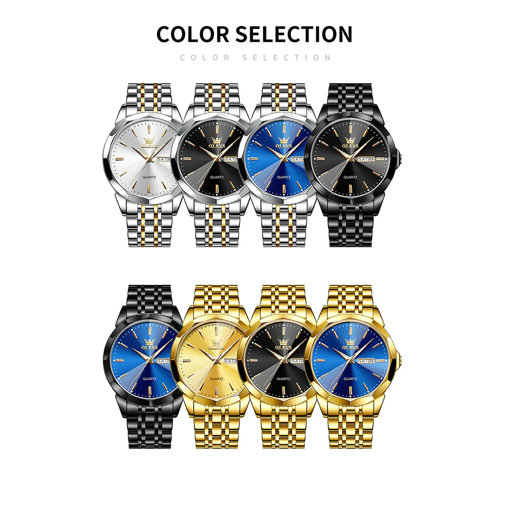 OLEVS 3615 Watches for Men,Dress Analog Quartz Mens Watch,Stainless Steel Waterproof Luminous Wristwatch,Big Face Calendar Elegant Gift for Men - Image 6