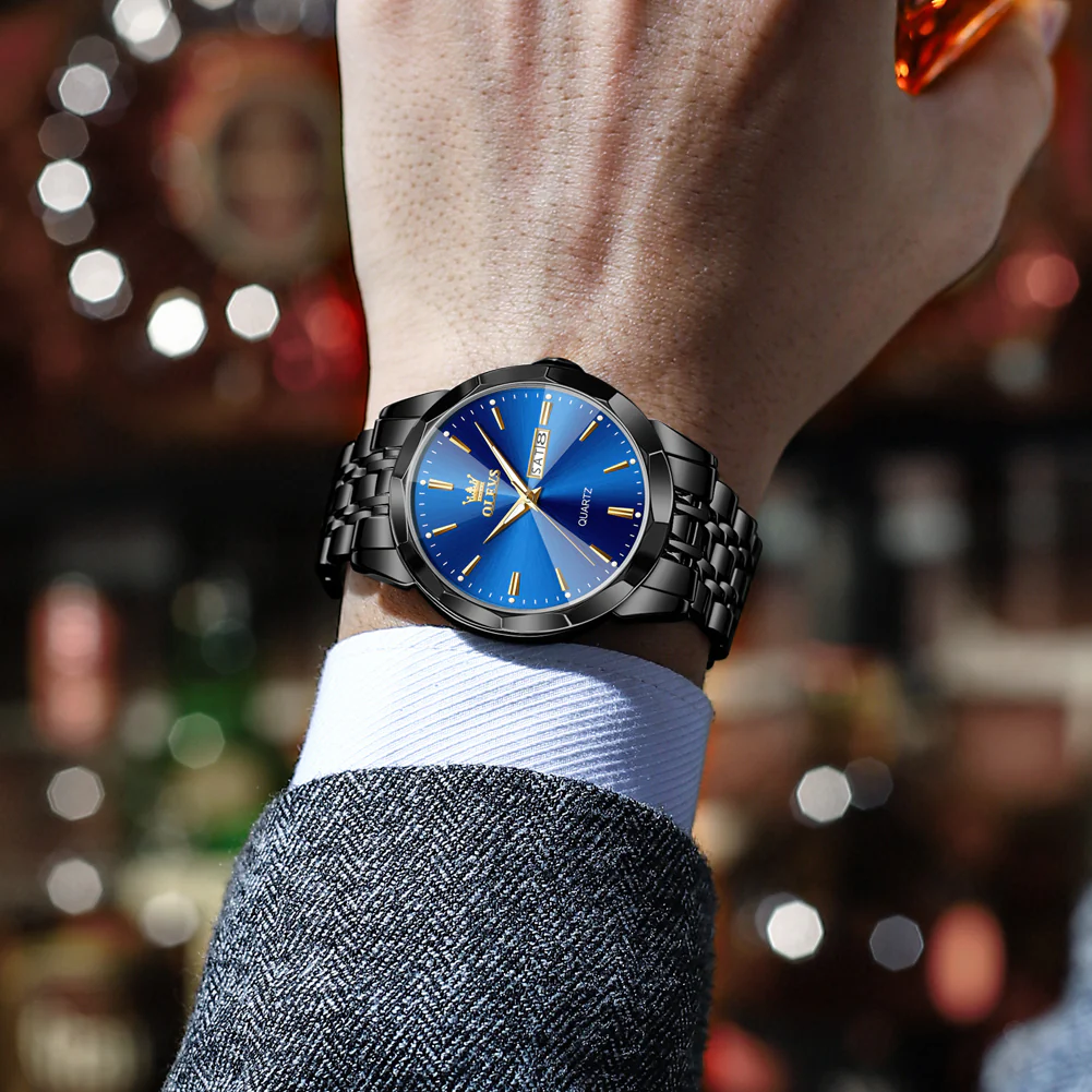 OLEVS 3615 Watches for Men,Dress Analog Quartz Mens Watch,Stainless Steel Waterproof Luminous Wristwatch,Big Face Calendar Elegant Gift for Men - Image 9