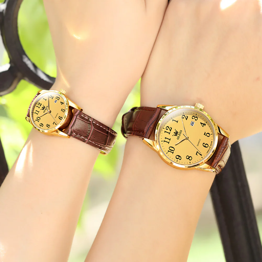 OLEVS 5566 Couple Watches His and Her Fashion Dresse Date Watches Luminous Waterproof Wrist Watch - Image 16