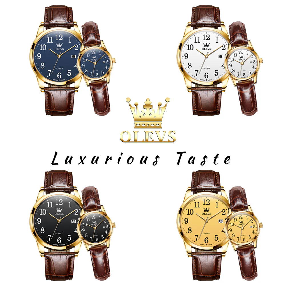 OLEVS 5566 Couple Watches His and Her Fashion Dresse Date Watches Luminous Waterproof Wrist Watch - Image 21