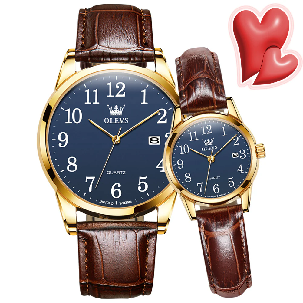 OLEVS 5566 Couple Watches His and Her Fashion Dresse Date Watches Luminous Waterproof Wrist Watch - Image 22