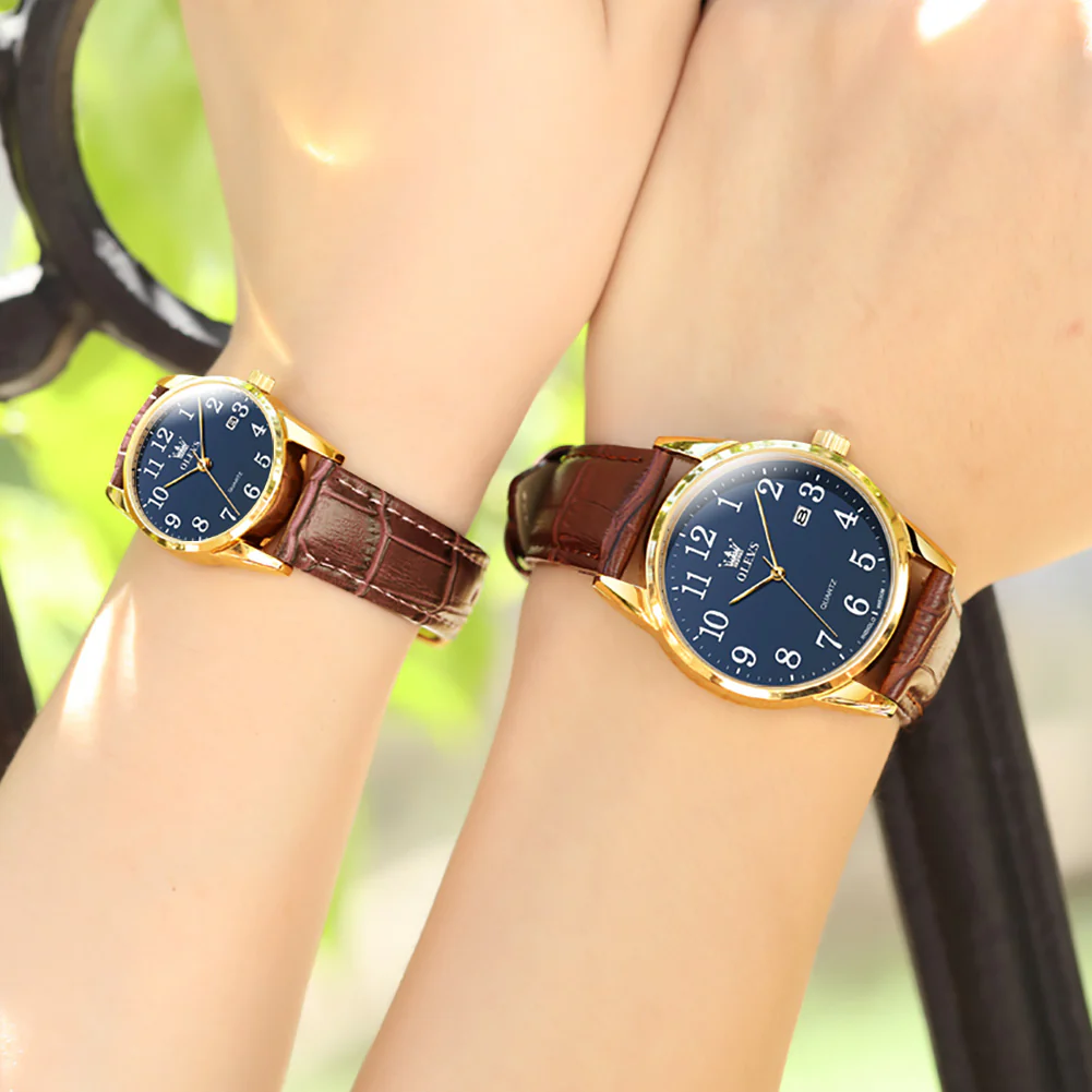 OLEVS 5566 Couple Watches His and Her Fashion Dresse Date Watches Luminous Waterproof Wrist Watch - Image 23