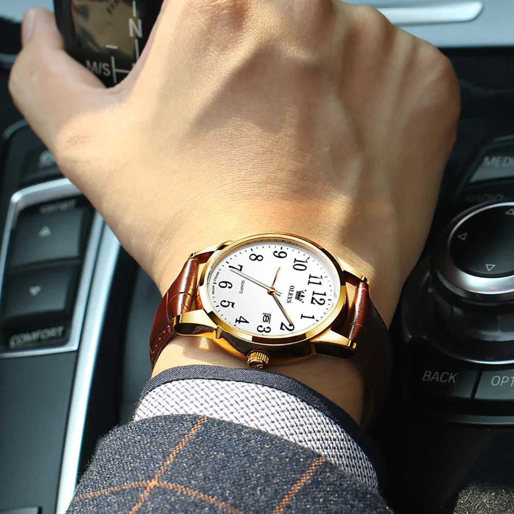 OLEVS 5566 Couple Watches His and Her Fashion Dresse Date Watches Luminous Waterproof Wrist Watch - Image 3