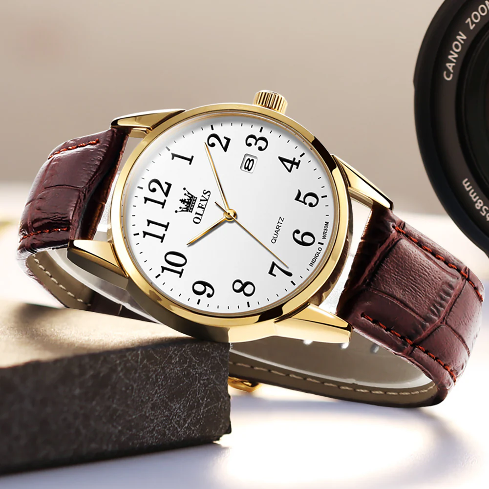 OLEVS 5566 Couple Watches His and Her Fashion Dresse Date Watches Luminous Waterproof Wrist Watch - Image 5