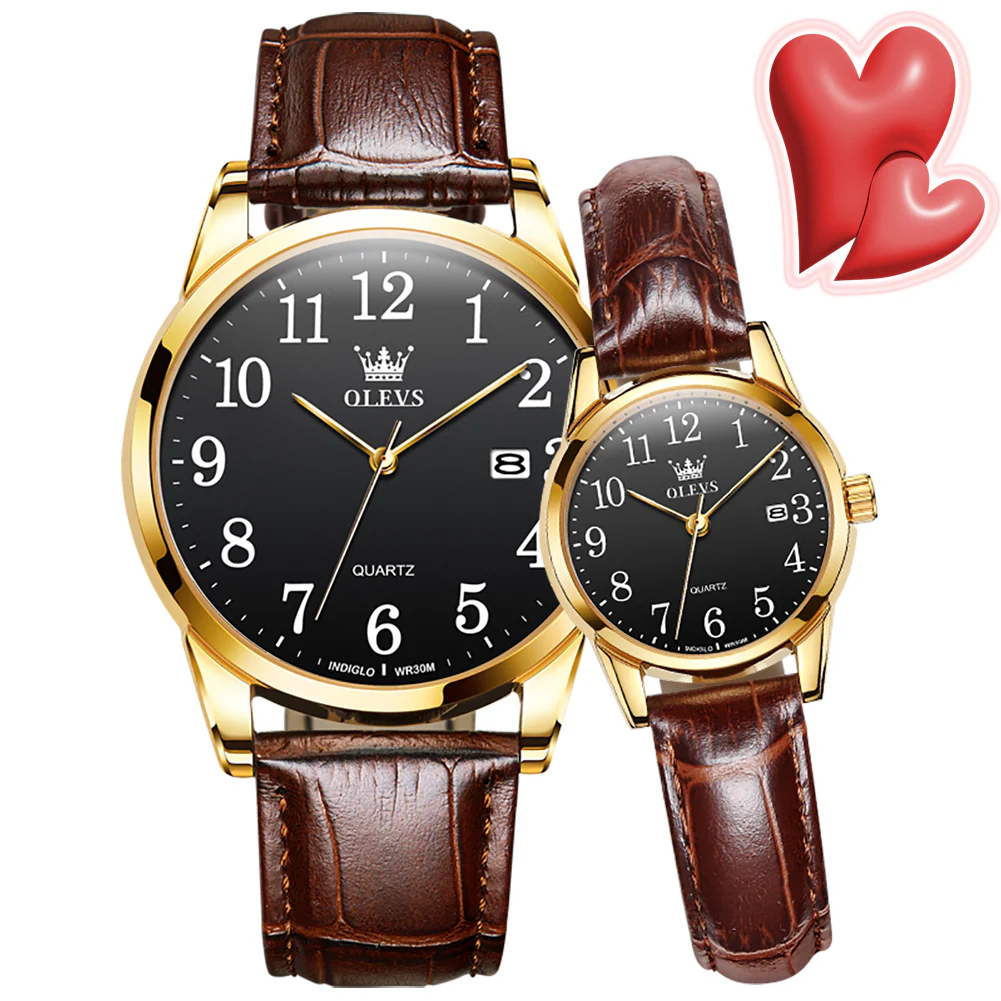 OLEVS 5566 Couple Watches His and Her Fashion Dresse Date Watches Luminous Waterproof Wrist Watch - Image 8