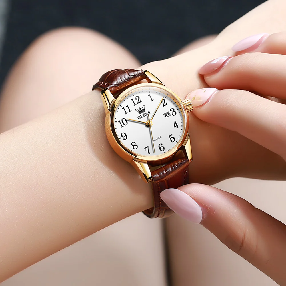 OLEVS 5566 Women Wrist Watches Ultra Thin 6.5mm Minimalist Dress Fashion Quartz Waterproof Date Day Leather Strap Slim Watches for Ladies - Image 21