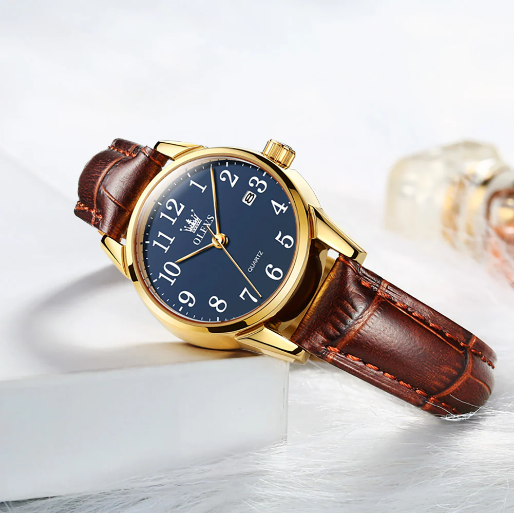 OLEVS 5566 Women Wrist Watches Ultra Thin 6.5mm Minimalist Dress Fashion Quartz Waterproof Date Day Leather Strap Slim Watches for Ladies - Image 4