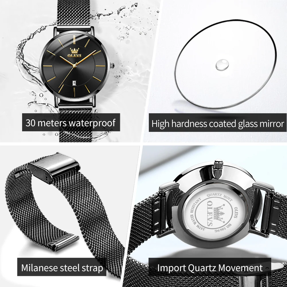 OLEVS 5869 Watch for Women Set Fashion Ladys Wrist Watch Minimalist with Rose Gold Bracelet Analog Quartz Date Waterproof Wrist Watches - Image 20