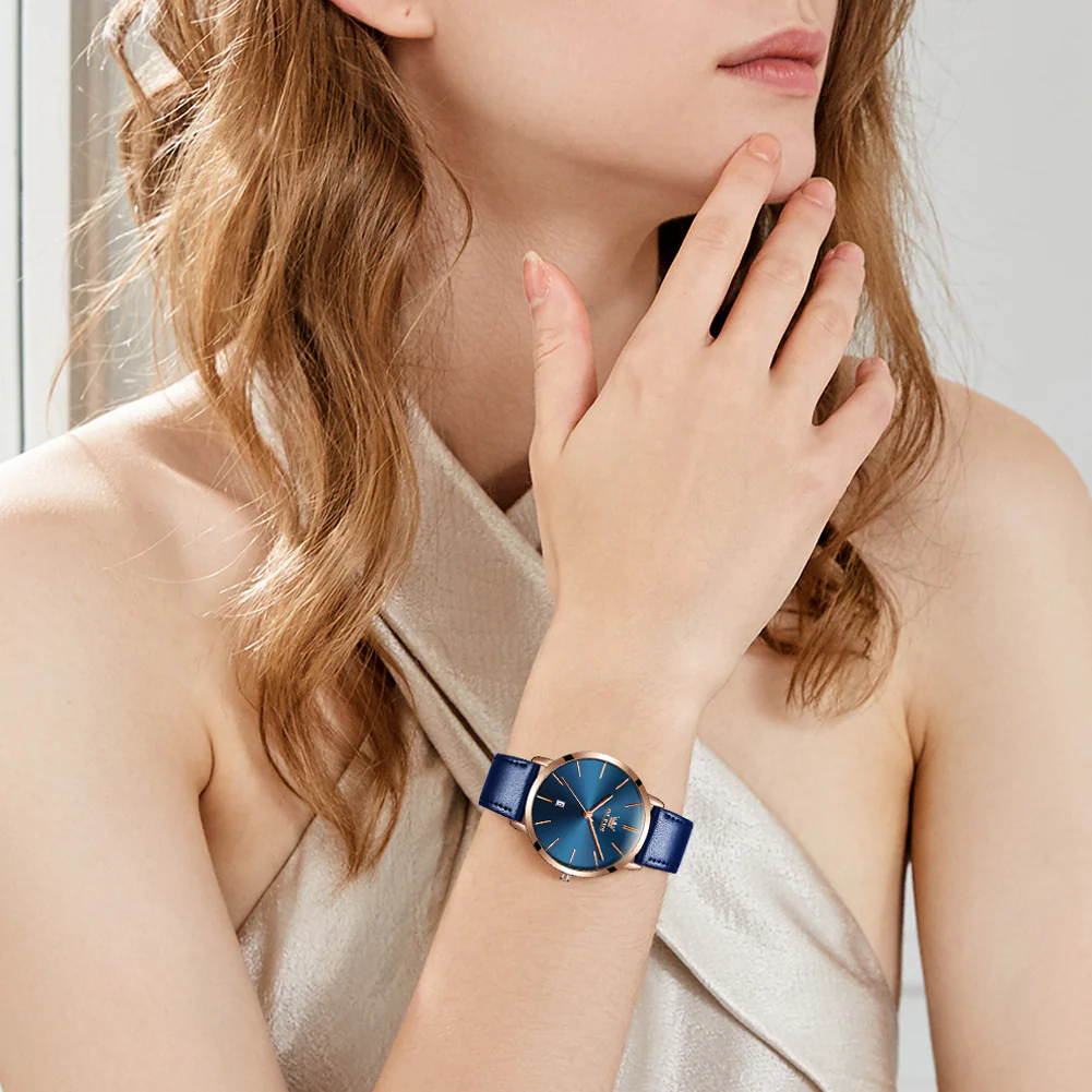 OLEVS 5869 Women Watches Ultra Thin 6.5mm Minimalist Dress Fashion Leather Strap Quartz Waterproof Casual Women Wrist Watch - Image 16
