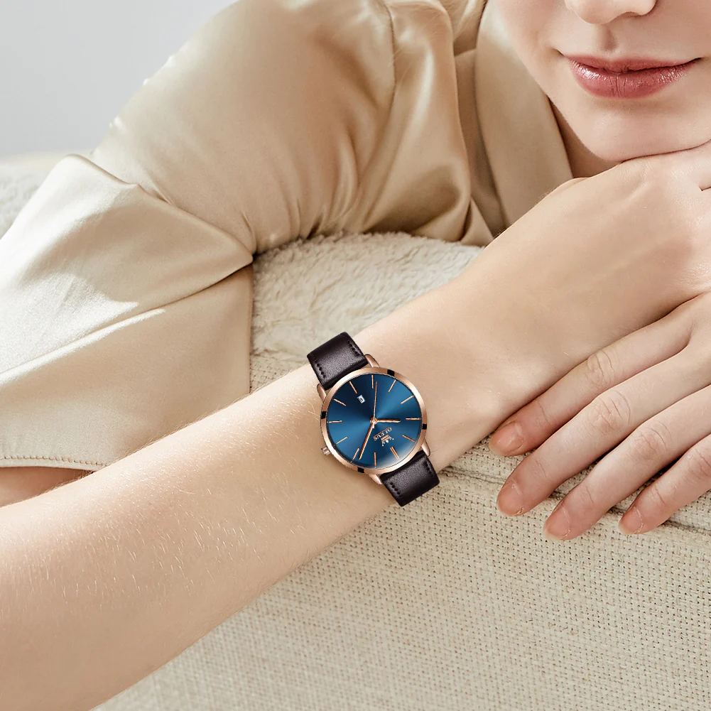 OLEVS 5869 Women Watches Ultra Thin 6.5mm Minimalist Dress Fashion Leather Strap Quartz Waterproof Casual Women Wrist Watch - Image 51
