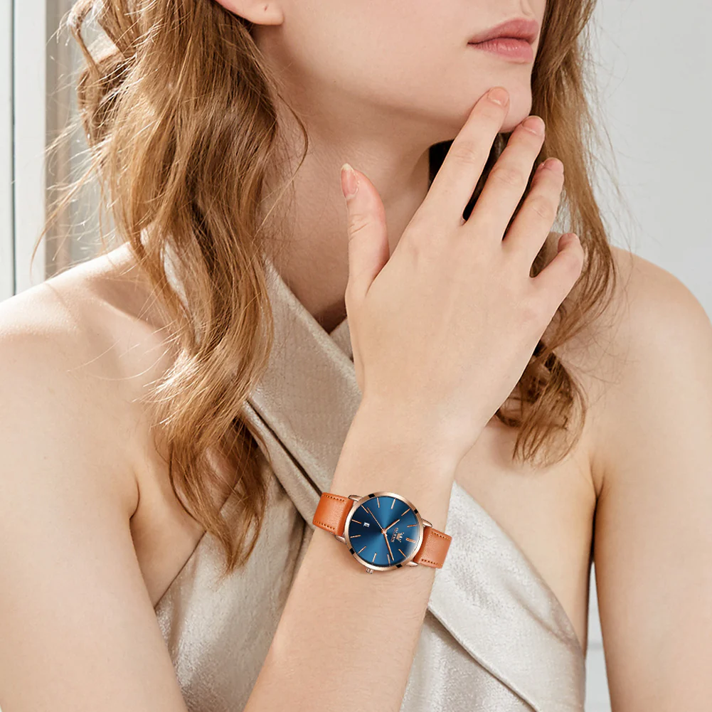 OLEVS 5869 Women Watches Ultra Thin 6.5mm Minimalist Dress Fashion Leather Strap Quartz Waterproof Casual Women Wrist Watch - Image 58