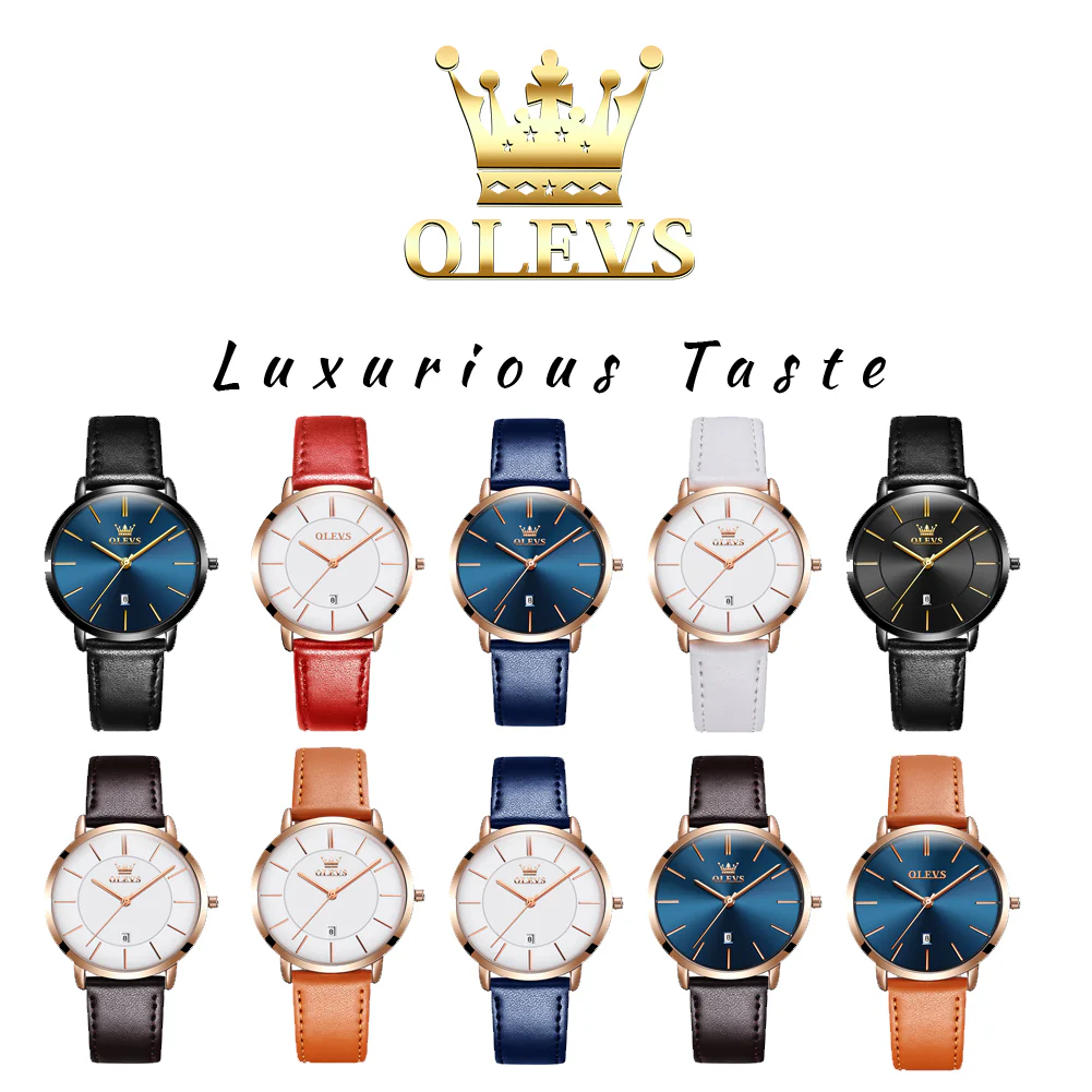 OLEVS 5869 Women Watches Ultra Thin 6.5mm Minimalist Dress Fashion Leather Strap Quartz Waterproof Casual Women Wrist Watch - Image 6