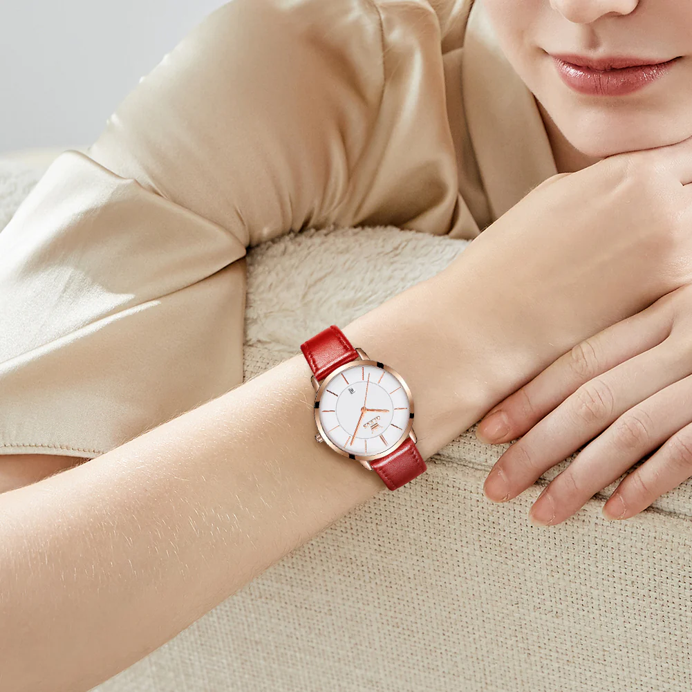 OLEVS 5869 Women Watches Ultra Thin 6.5mm Minimalist Dress Fashion Leather Strap Quartz Waterproof Casual Women Wrist Watch - Image 9