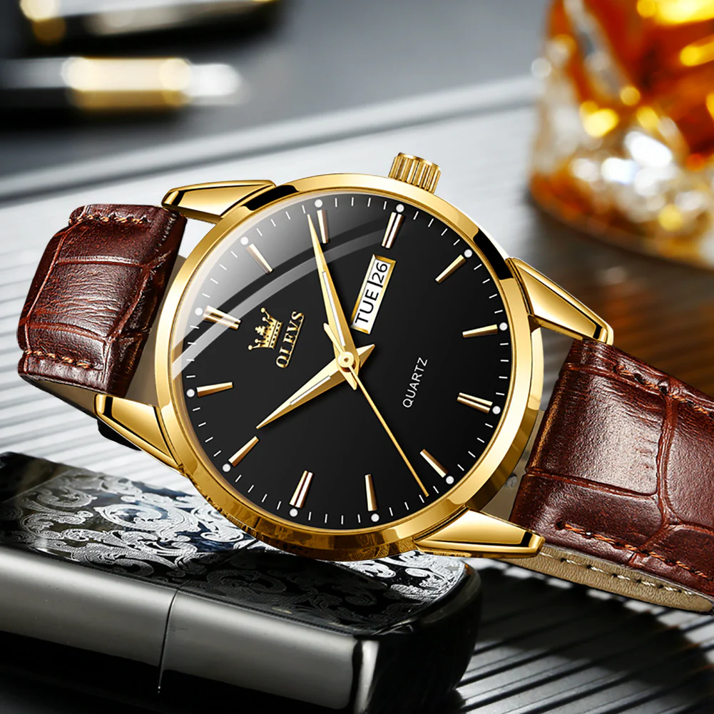 OLEVS 6898 Men's Chronograph Quartz Watch: Trendy Leather Strap Case, Day-Date Display, Waterproof Stainless Steel, Luminous Hands - Image 10