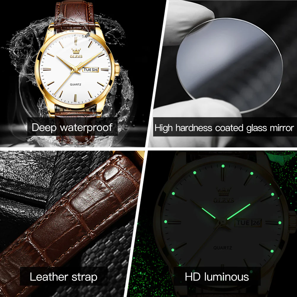 OLEVS 6898 Men's Chronograph Quartz Watch: Trendy Leather Strap Case, Day-Date Display, Waterproof Stainless Steel, Luminous Hands - Image 17
