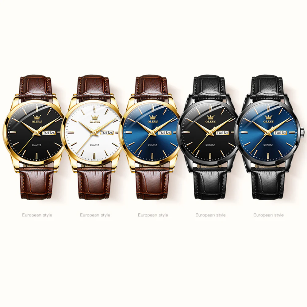 OLEVS 6898 Men's Chronograph Quartz Watch: Trendy Leather Strap Case, Day-Date Display, Waterproof Stainless Steel, Luminous Hands - Image 6