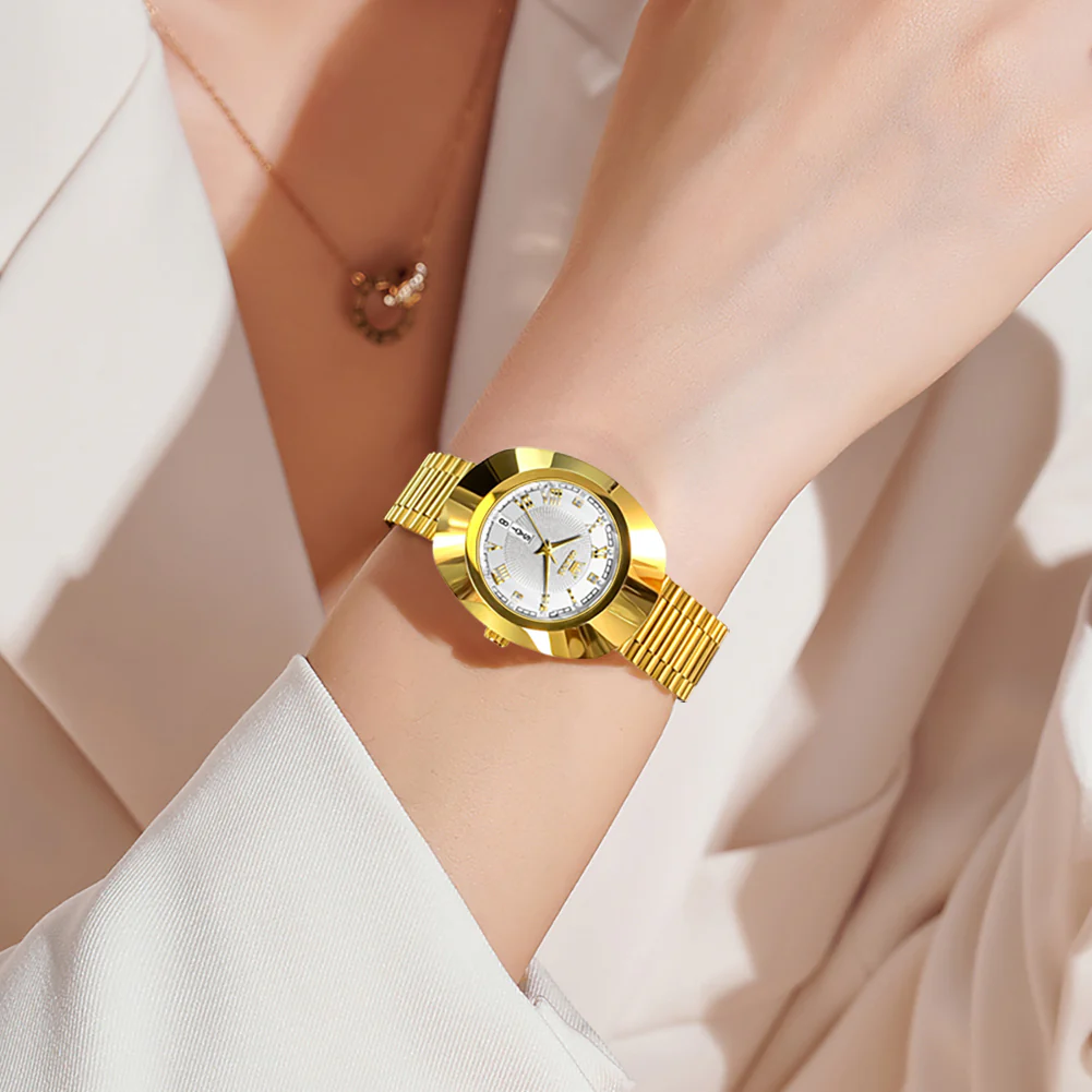 OLEVS 7008 Women's Quartz Watch with Date and Weekday Sub-Dials, Diamond Accents, Roman Numerals, 3ATM Water Resistance - Image 3