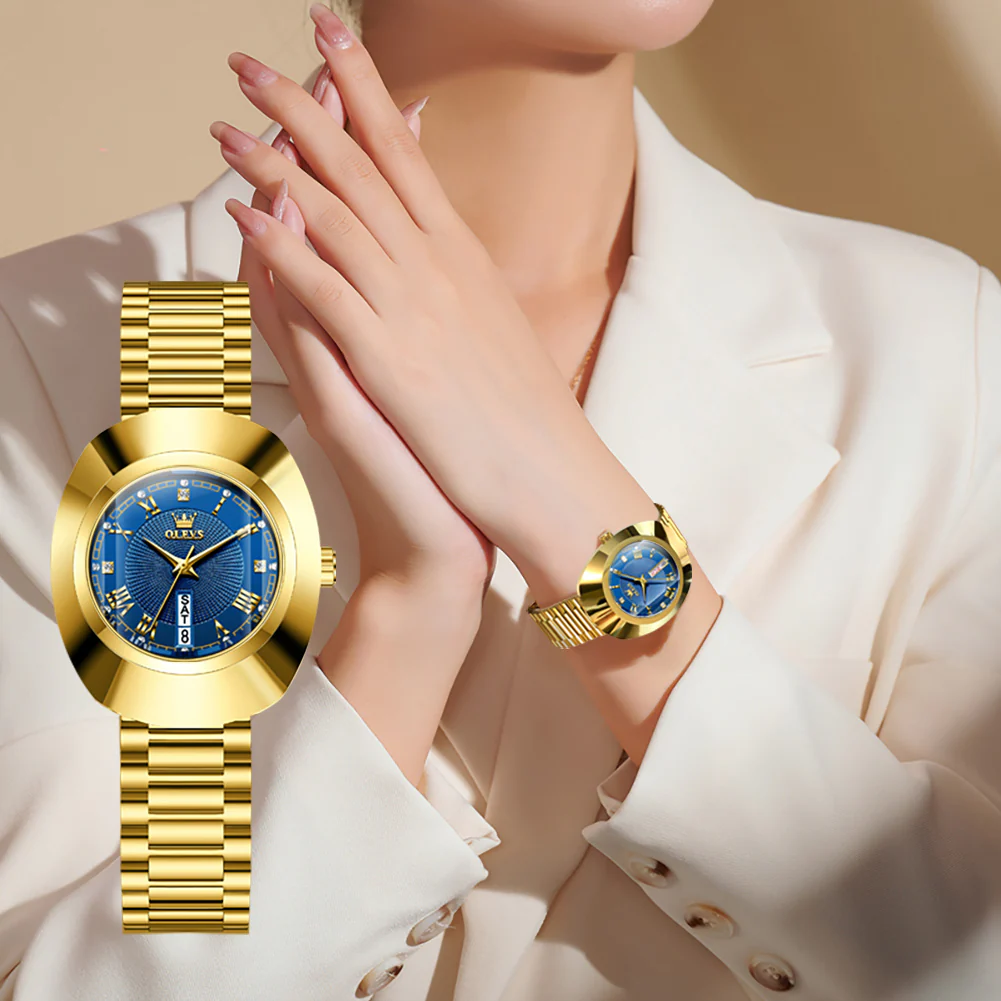 OLEVS 7008 Women's Quartz Watch with Date and Weekday Sub-Dials, Diamond Accents, Roman Numerals, 3ATM Water Resistance - Image 8