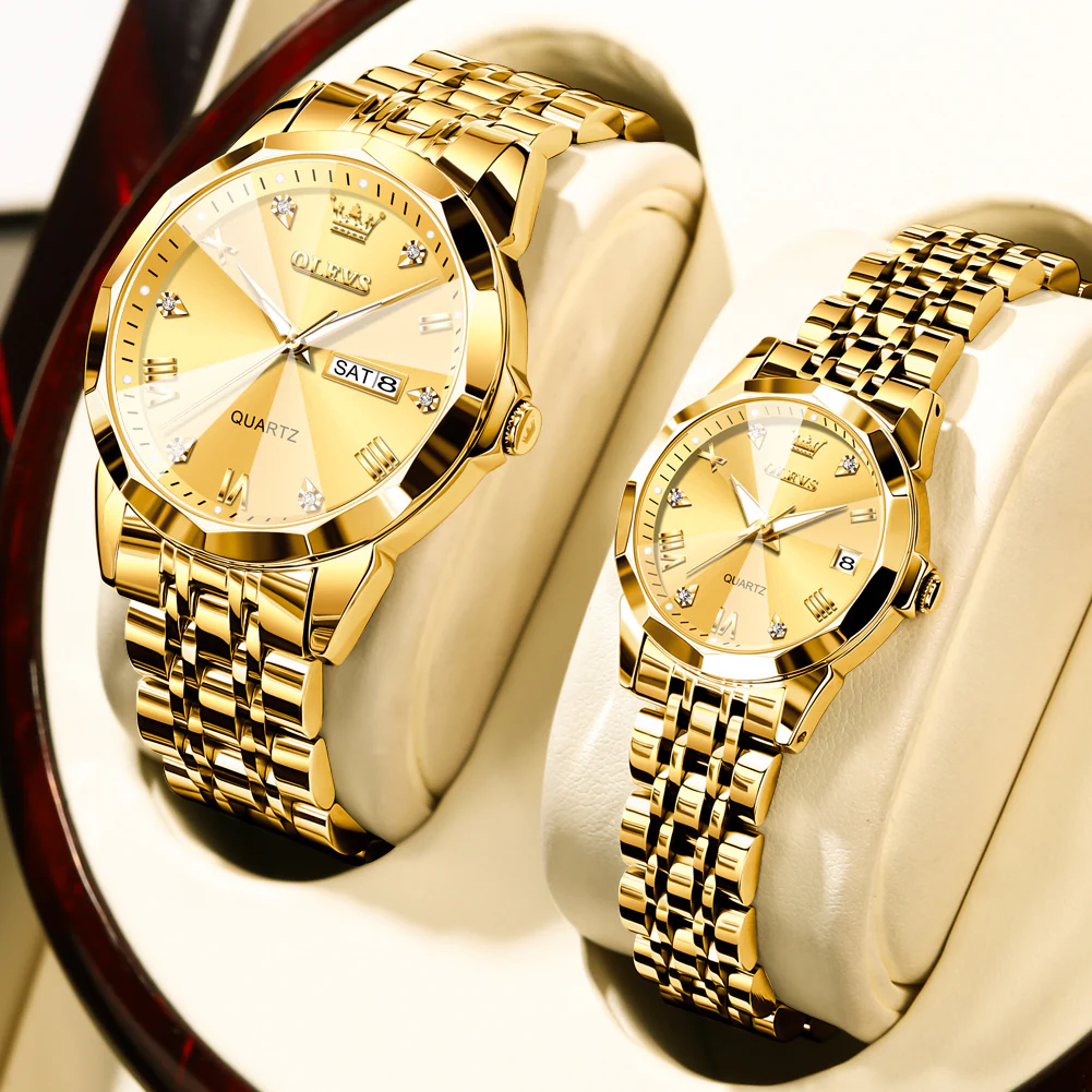OLEVS 9931 Couple Watches His and Her Fashion Dresse Romantic Set Pair Matching Stainless Steel Strap Luminous Waterproof Wrist Watch - Image 20