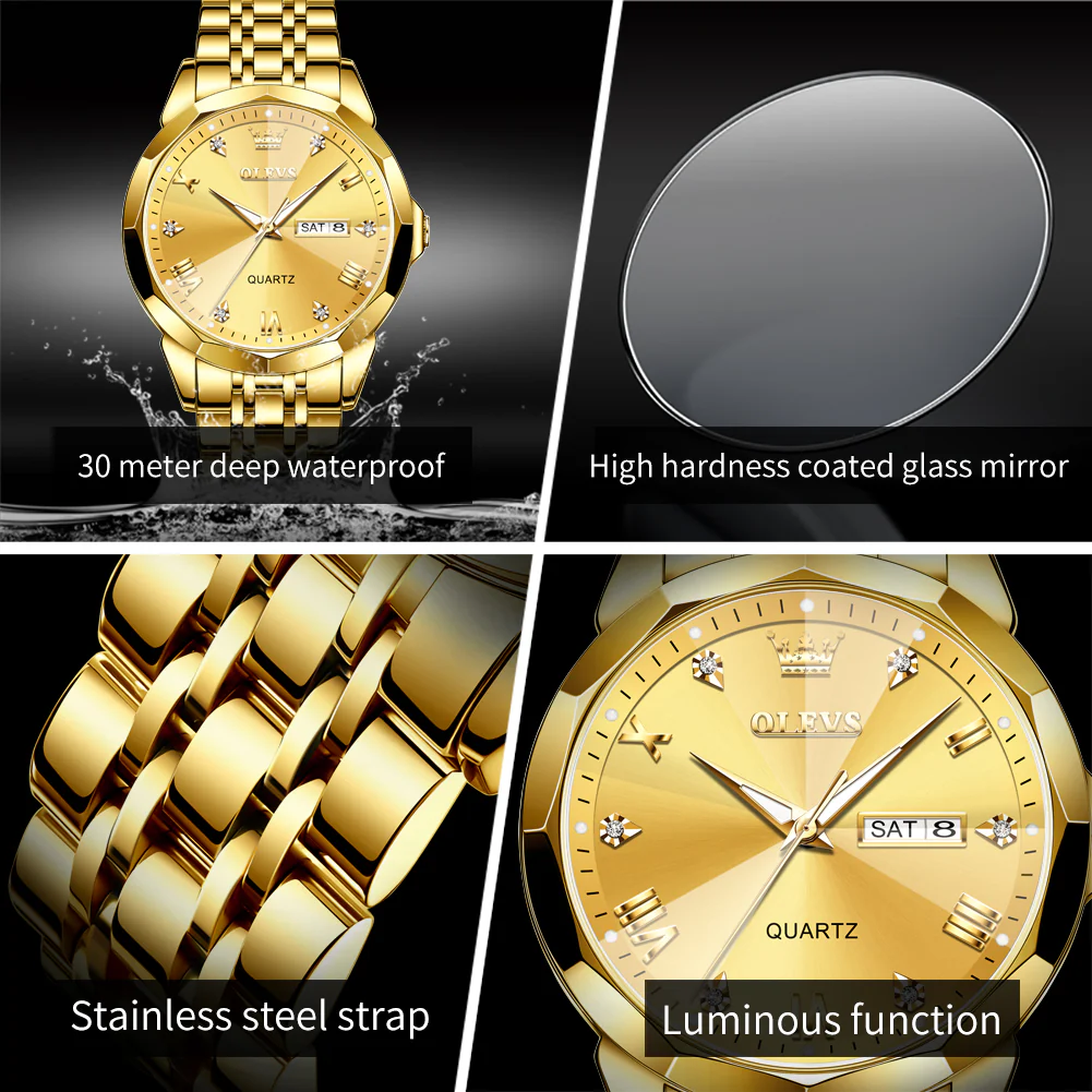 OLEVS 9931 Couple Watches His and Her Fashion Dresse Romantic Set Pair Matching Stainless Steel Strap Luminous Waterproof Wrist Watch - Image 23